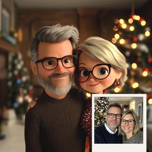 Custom Portrait Pixar, Pixar Style Portrait from Photo Christmas Gift Personalized Cartoon Become a Pixar Character Digital Custom Portrait