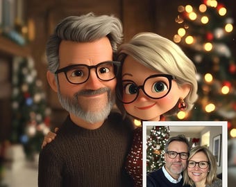 Aangepast portret in Pixar-stijl: gepersonaliseerd cartoon-familiecadeau (digitaal)