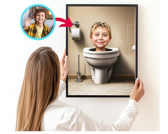 Custom Skibidi Toilet Portrait, Skibidi Toilet Face Swap Portrait, Best Gift Idea Funny Game Lover gift, Portrait Photo, Brain Rot Portrait
