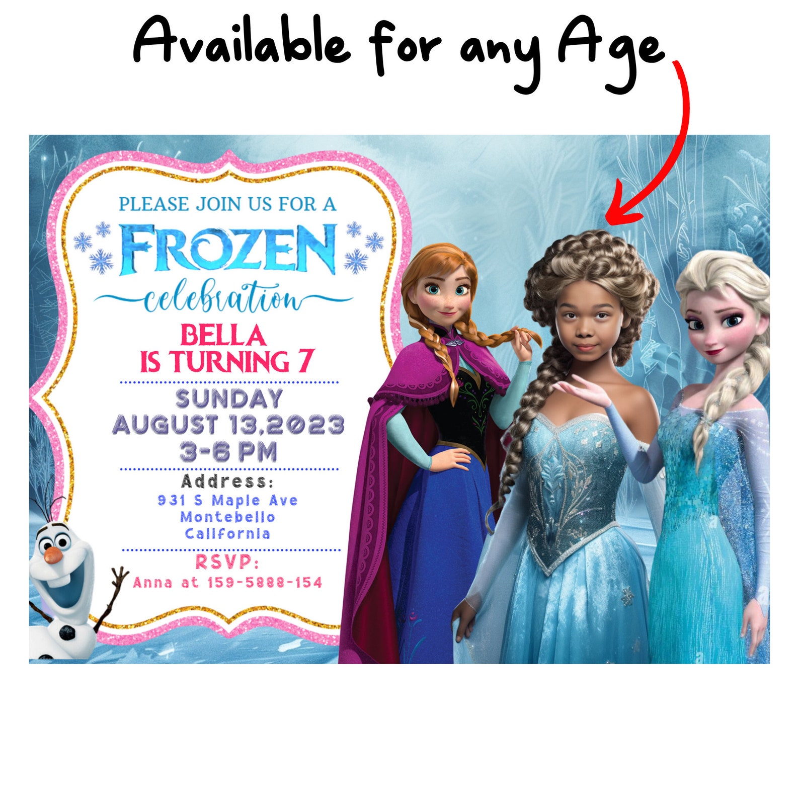 Frozen Personalized With Photo Birthday Invitation, Frozen Face Swap ...