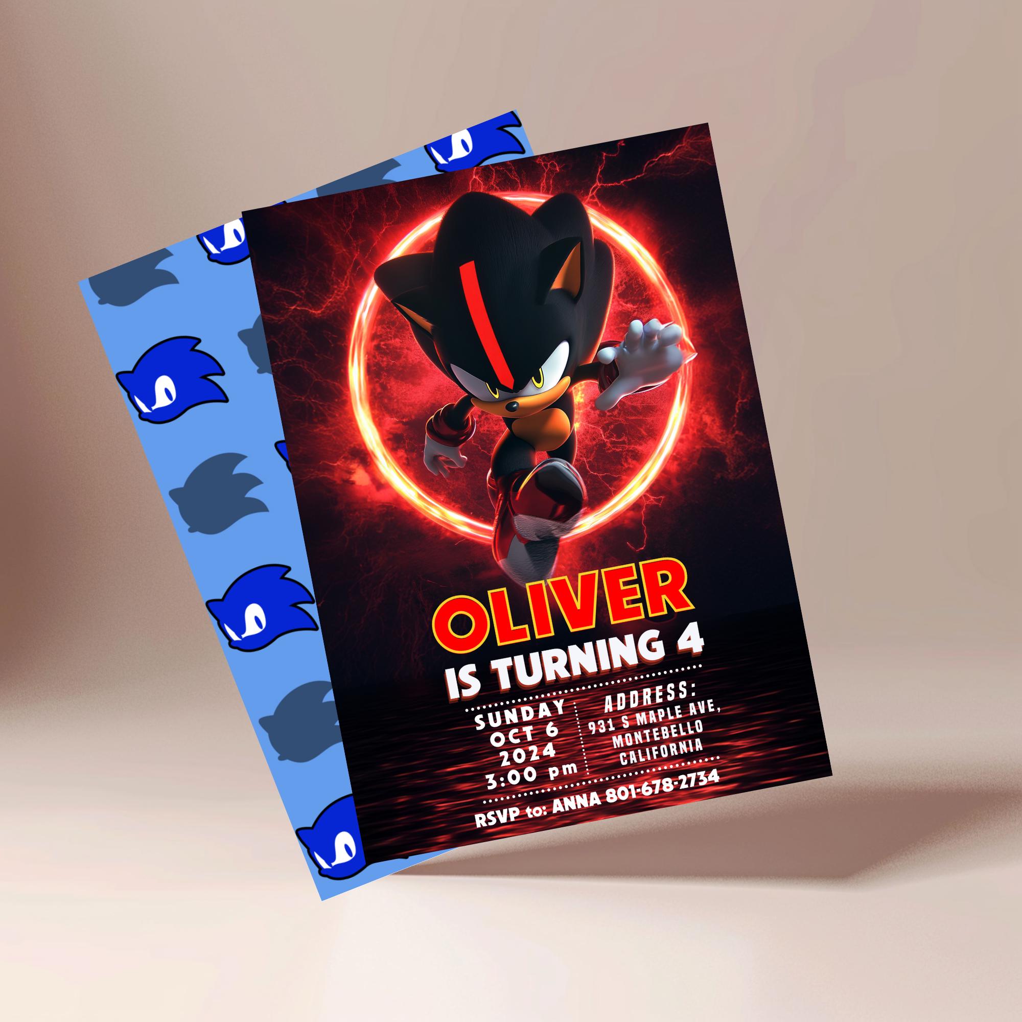 Shadow Birthday Invitation: Super Sonic Party (5x7 Inch) - Etsy