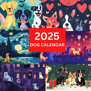 2025 Dog Lovers Calendar,Full-Year Canine Planner, 8.5x11 and A4 Sizes, Wall Decor Printable Sunday and Monday Start | Instant download DCL