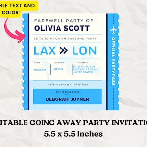 Going Away Party Invitations, Canva Farewell Celebration, 5.5x5.5 Inches Digital Invitation, College Going Away Instant Download, Send-off
