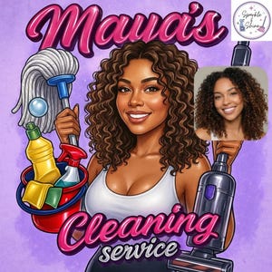 Custom Cleaning Business Logo Design: Cartoon Portrait, Housekeeping Service (Digital Download) image 10