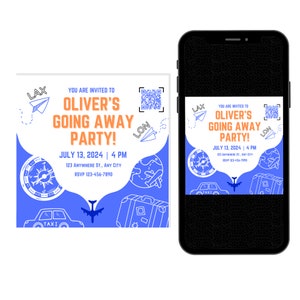 Going Away Party Invitations, Canva Farewell Celebration, 5.5x5.5 Inches Digital Invitation, College Going Away Instant Download, Send-off