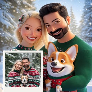 Cartoon Portrait from photo Christmas Pixar Character cartoon drawing Custom Cartoon Portrait Cartoon Me Pixar Style Custom Anime portrait