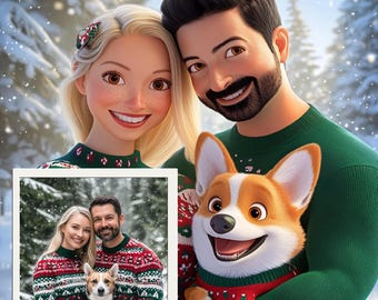 Cartoon Portrait from photo Christmas Pixar Character cartoon drawing Custom Cartoon Portrait Cartoon Me Pixar Style Custom Anime portrait