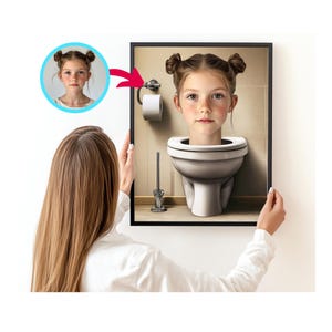 Custom Skibidi Toilet Portrait, Skibidi Toilet Face Swap Portrait, Best Gift Idea Funny Game Lover gift, Portrait Photo, Brain Rot Portrait