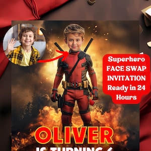 Dead personalized with photo birthday invitation Superhero Face Swap birthday Invitation,pool superhero Face swap Invitation, Invitation