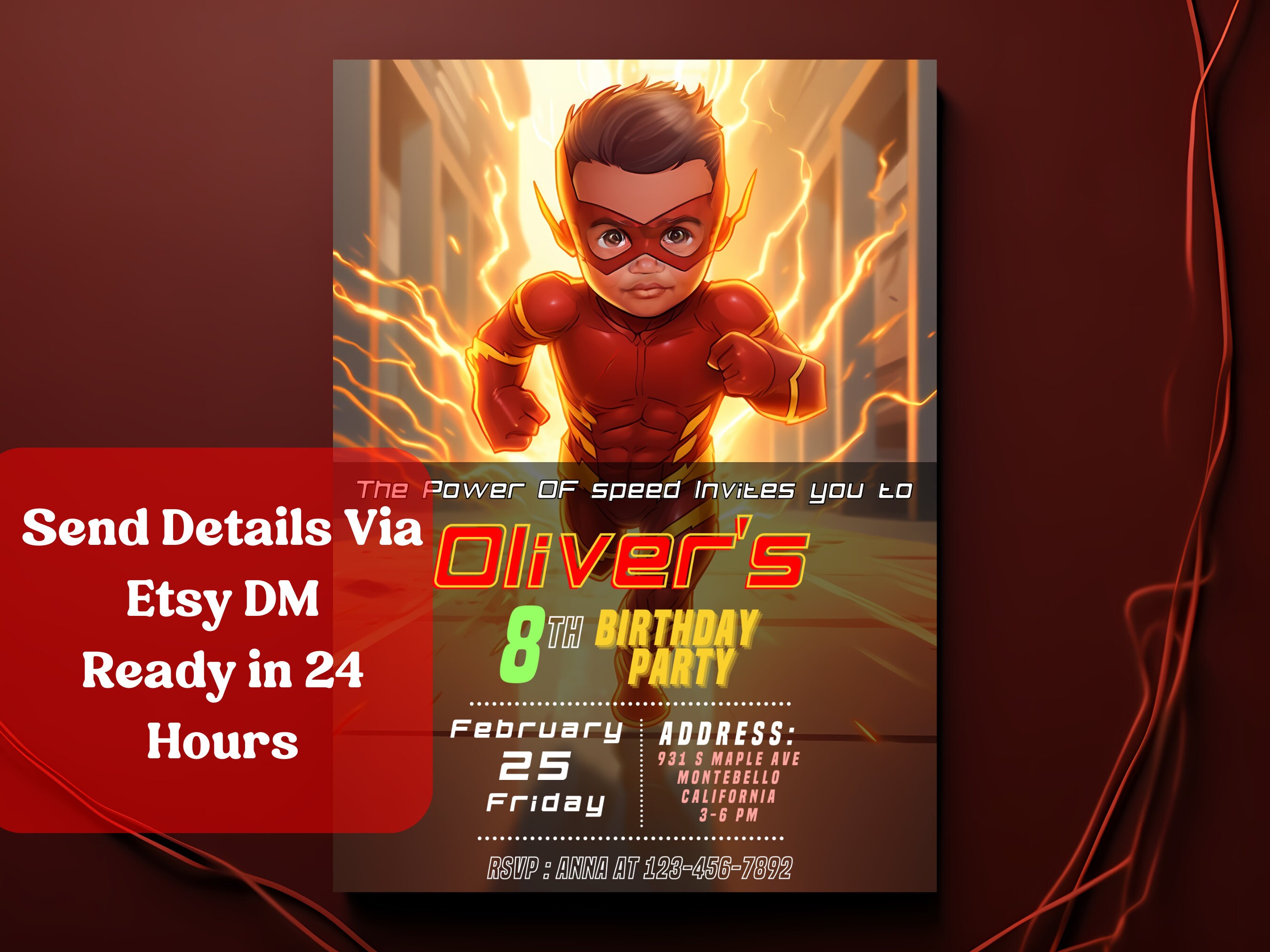 Custom Superhero Theme Face Swap Birthday Invitation, Speedster ...