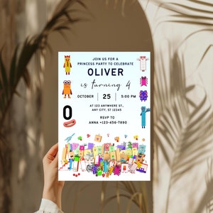 Numberblocks Birthday Invitation, Numberblock Invitation ,Number blocks Birthday Party Invite Kids Theme Canva Template Instant Digital