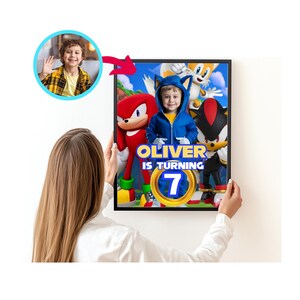 Personalized Hedgehog Birthday Welcome Sign: Photo Face Swap (Digital Download, PDF/PNG File