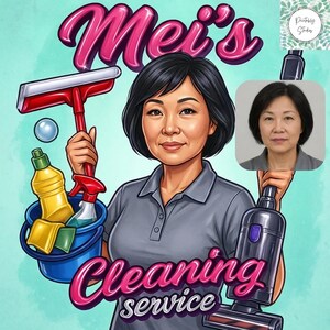 Custom Cleaning Business Logo Design: Cartoon Portrait, Housekeeping Service (Digital Download) image 20