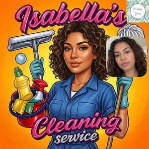 Custom Cleaning Business Logo Design: Cartoon Portrait, Housekeeping Service (Digital Download) image 15