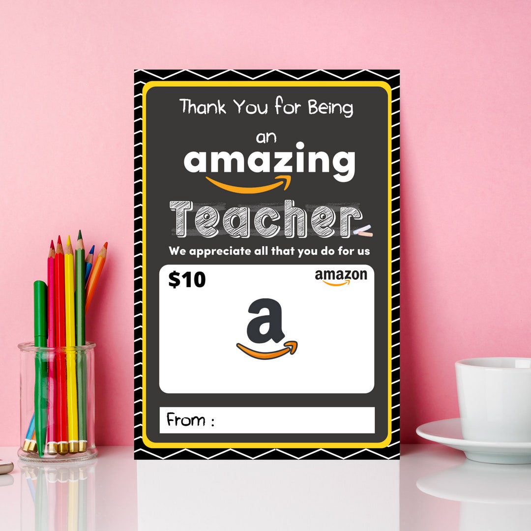 Printable Thank You Amazon Gift Card Holder. Teacher Thank Etsy