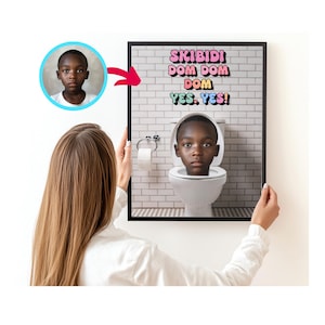 Custom Skibidi Toilet Portrait, Skibidi Toilet Face Swap Portrait, Best Gift Idea Funny Game Lover gift, Portrait Photo, Brain Rot Portrait