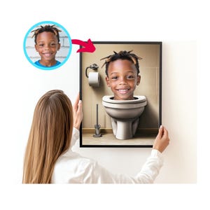 Aangepaste Skibidi toilet portret, Skibidi toilet gezicht swap portret, beste cadeau-idee Funny Game Lover cadeau, portretfoto, Brain Rot portret