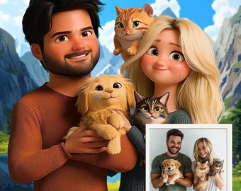 3D Pixar Styled Portrait Gift Custom Portrait Cartoon Profile Picture Birthday Gift Cartoon Digital File, Pixar Style Custom Anime portrait