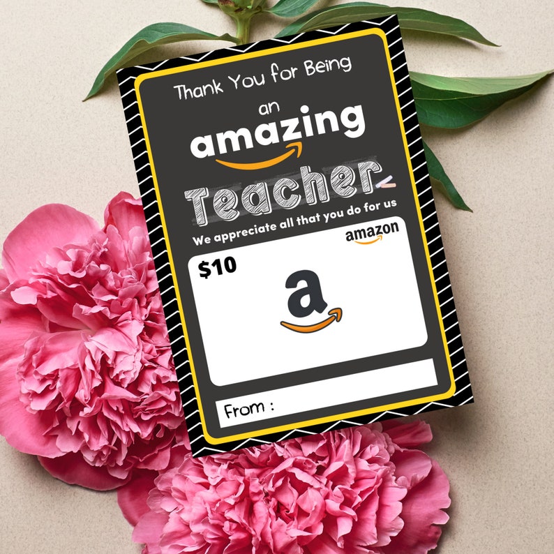 Printable Thank You Amazon Gift Card Holder. Teacher Thank Etsy
