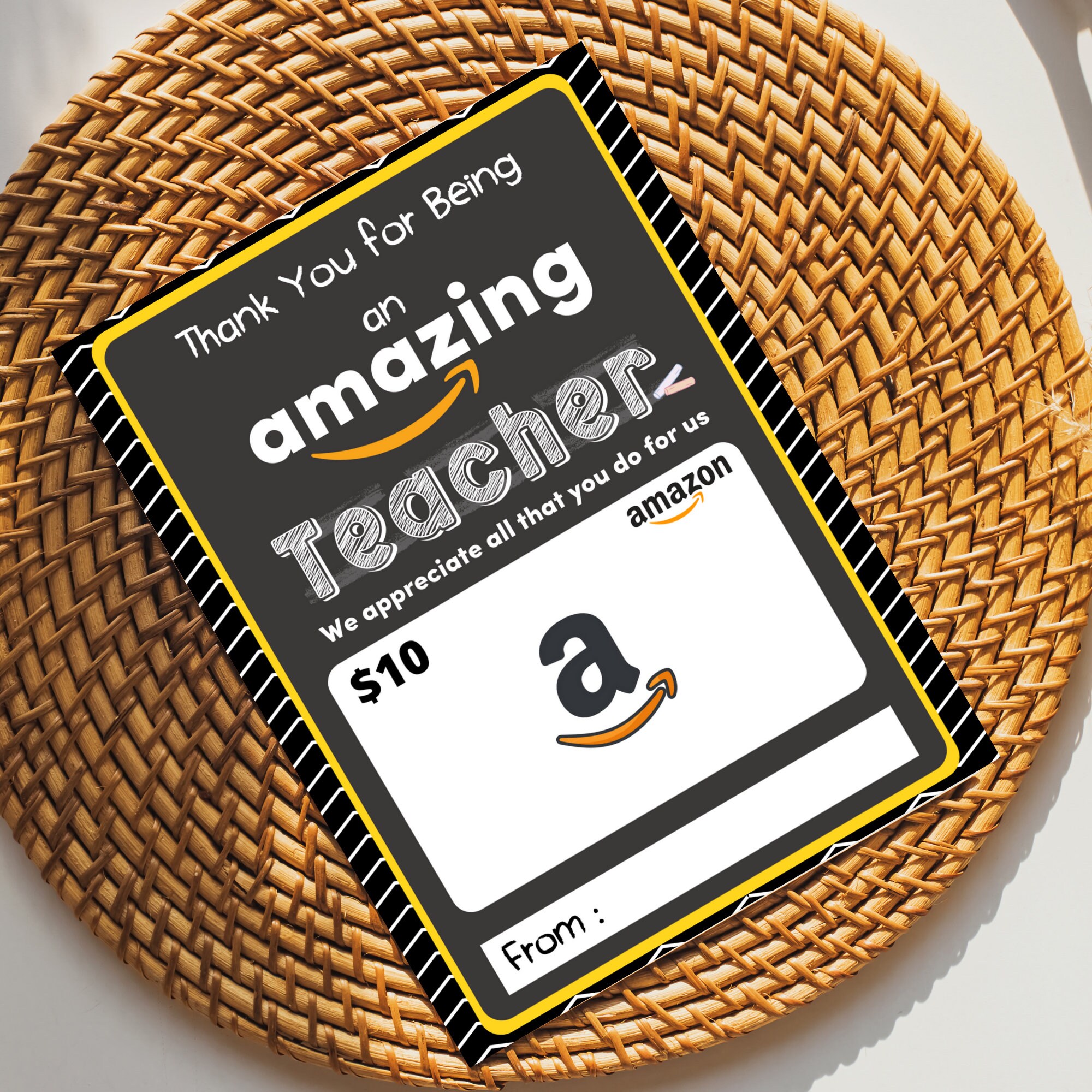 Printable Thank You Amazon Gift Card Holder. Teacher Thank Etsy