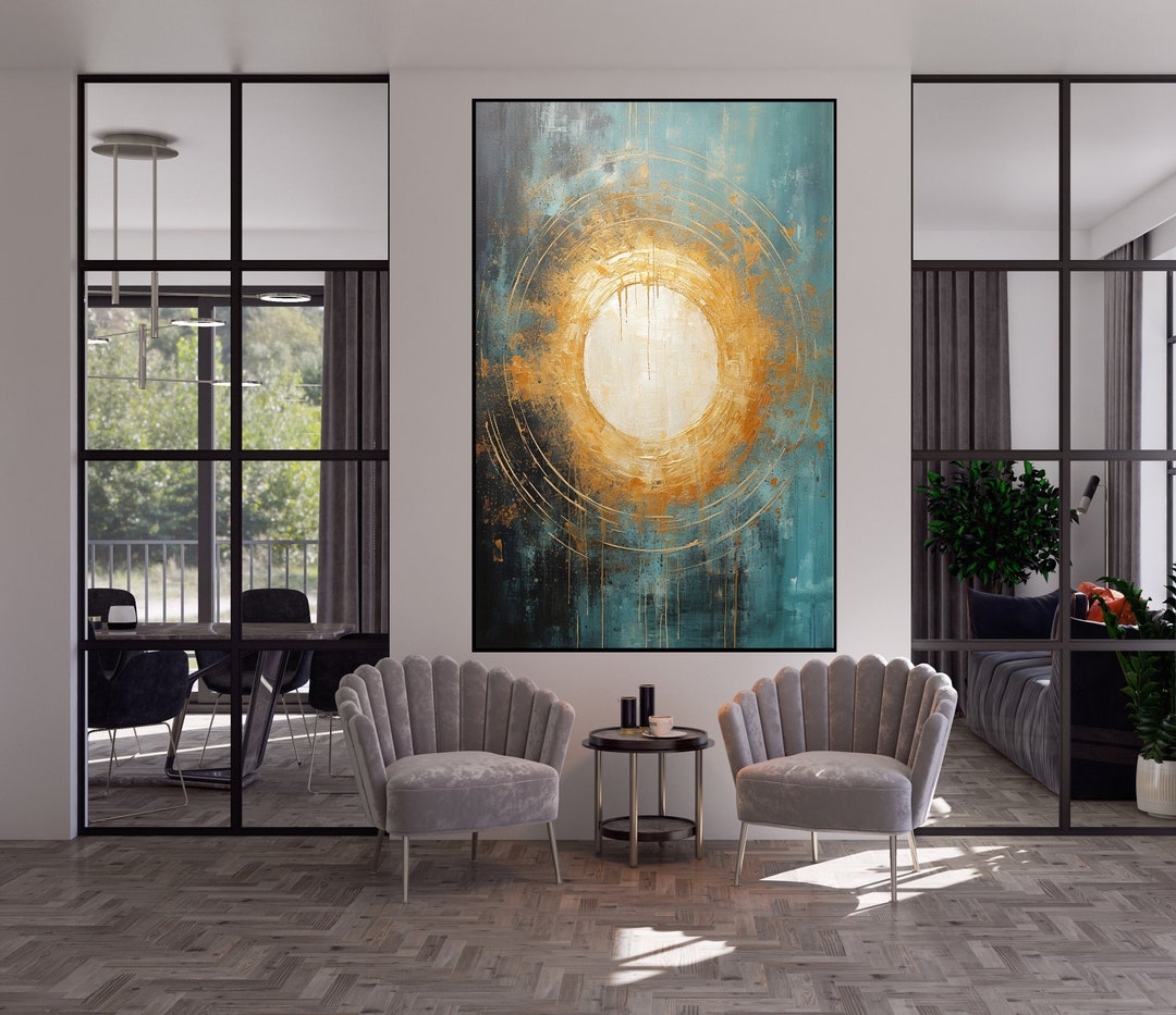 Golden Sun, 100% Handmade, Bright Sun, Textured Painting, Acrylic ...
