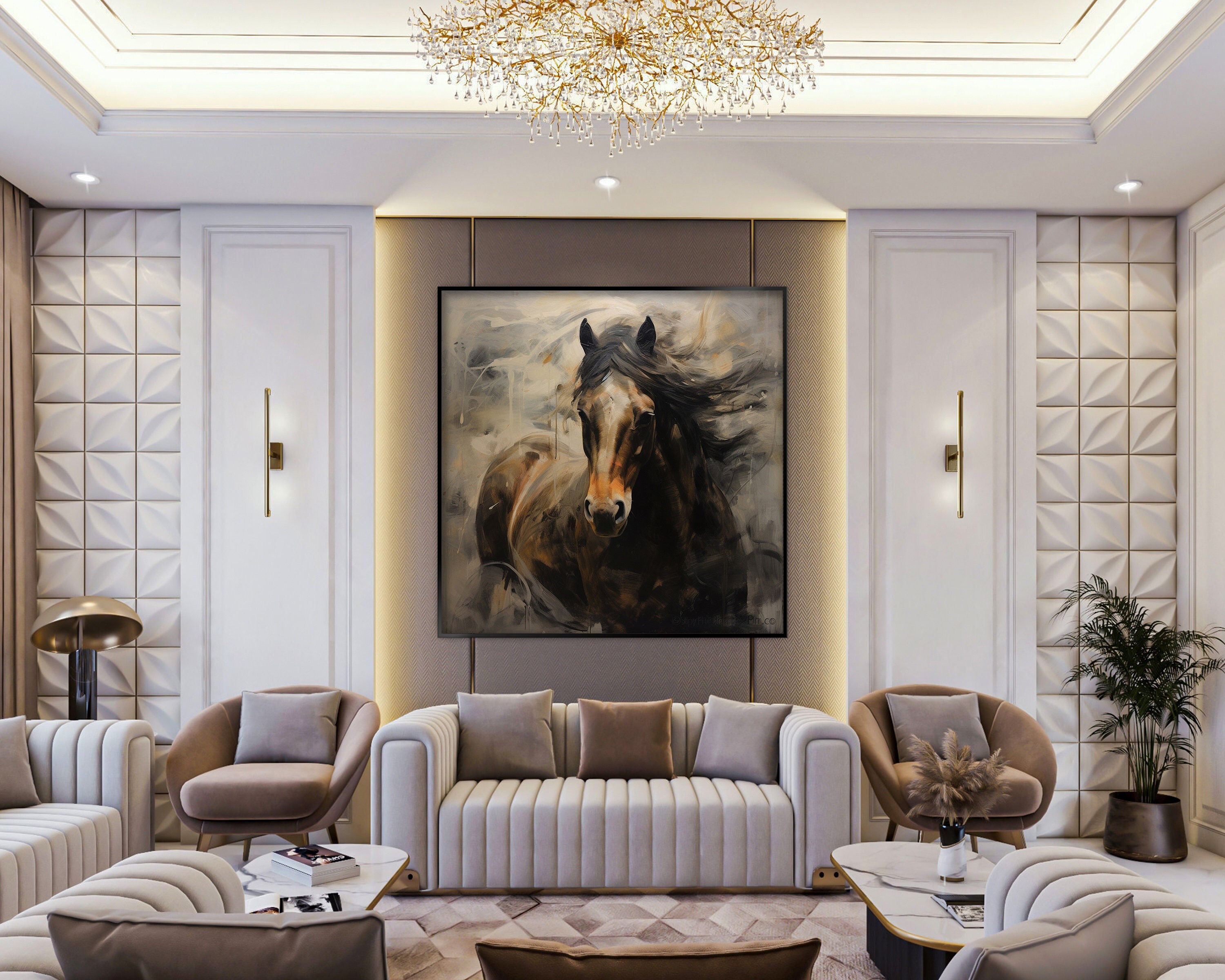 Brown Horse, 100% Handmade, Horse Portrait, Textured Painting, Acrylic ...