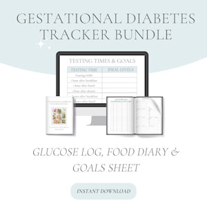 Gestational Diabetes Tracker Bundle: Glucose Log, Food Diary, and Goals Sheet