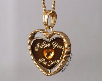 Rotating Heart "I Miss Love You" Necklace