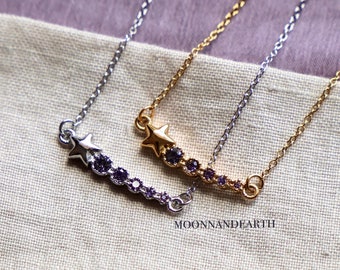 "Lila Kristall ""Last Shooting Star"" Halskette."