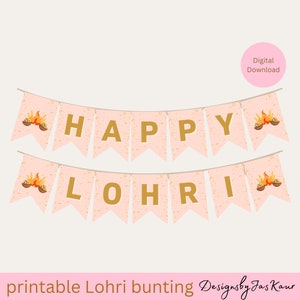 Lohri Bunting Printable | Instant Download | Lohri Decor | First Lohri Sign | Lohri Bunting | First Baby Lohri | First Wedding Lohri
