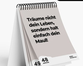 Calendrier de bureau démotivant non daté - 52 semaines avec des dictons drôles et démotivants - cadeau amusant pour les collègues de bureau