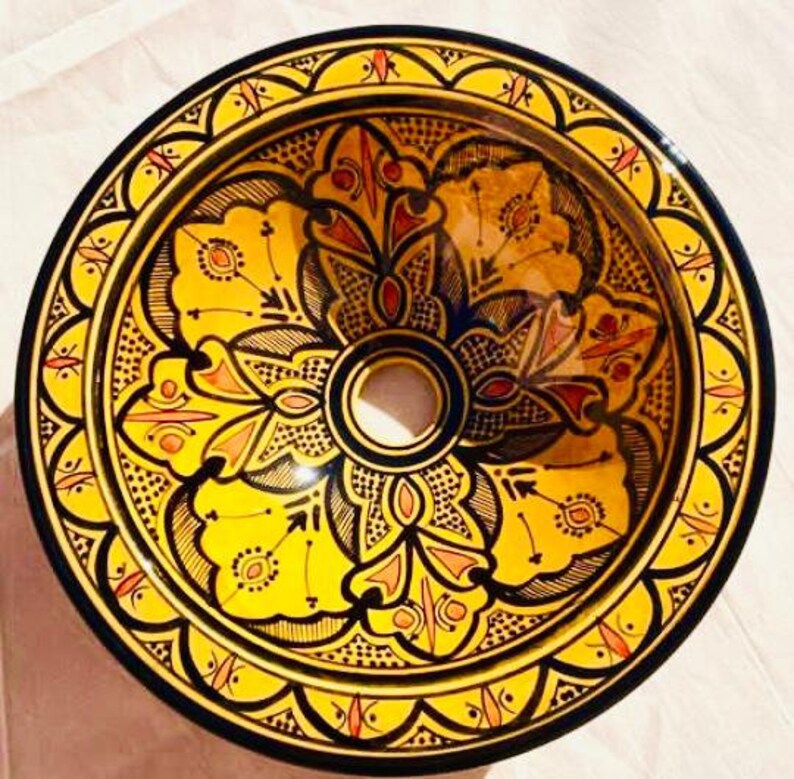Vasque Orientale à Poser En Cuivre Rouge - Lavabo évier Marocain - Décoration Tendance
