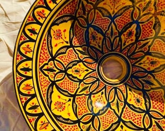 Lavabo marocain en céramique hecho a mano, évier marocain tradicional en céramique