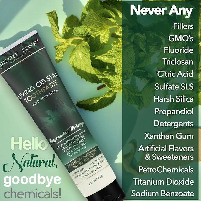 Natural Toothpaste Fluoride Free | Hydroxyapatite Theobromine Colloidal Silver | Organic Botanical | Sensitive Teeth | Handcrafted image 8