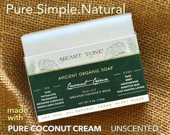 Coconut Cream Soap Bar | Cold Processed | Organic Coconut Milk | Coconut Pulp | Moisturizing | Nourshing | Frgrance Free
