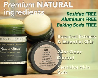 Natural Bioactive Deodorant Stick | 24 HR Odor Neutralizer | Baking Soda FREE | Organic Coconut OIL | Zinc Oxide | Zinc Ricinoleate