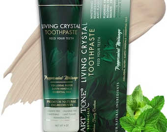 Living Crystal Toothpaste | Premium Organic Ingredients | Theobromine | Hydroxyapatite | Colloidal Silver | Coral Calcium | pH Balanced