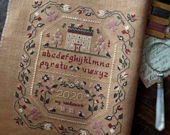 Patrón de punto de cruz "Resplandor del Sol": Diseño primitivo en PDF de Stitches Through The Years