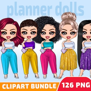 Planner Girl Clipart Bundle - Cute Fashion Dolls Clipart, Boss Girl PNG, Curvy Women PNG, Boss Lady, Office Clipart, Commercial Use Designs.
