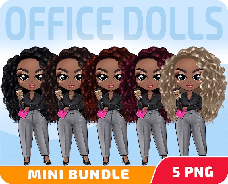 Office Clipart Set Office Girl Clipart African American Etsy
