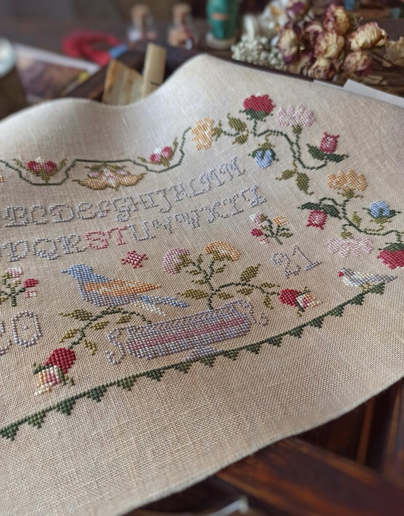 Springtime Blossom Sampler: Counted Primitive Cross Stitch Floral ...