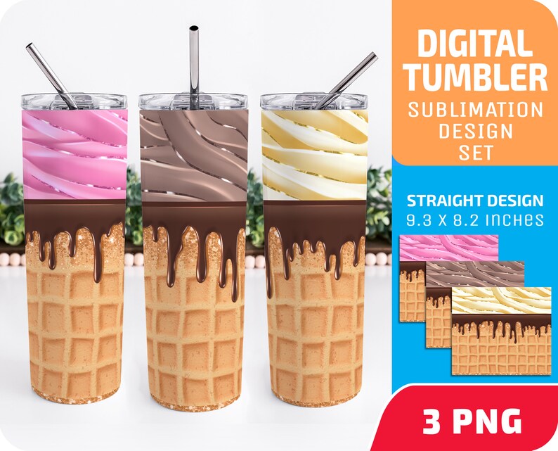 Ice Cream Tumbler Wrap, Summer Vibes Tumbler Wrap, Sweets Tumbler Wrap