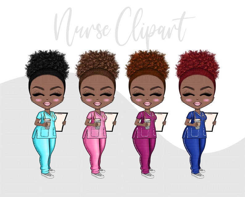 African American Nurse Clipart Bundle Nurse Life PNG, Fashion Doll ...