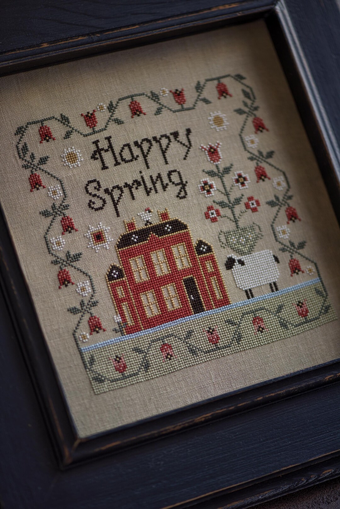 Happy Spring Sampler: Counted Primitive Cross Stitch Pattern PDF by ...