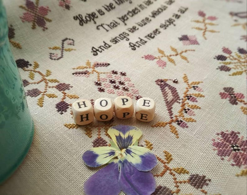 Hope Sampler Cross Stitch Pattern: Primitive Floral Design by Stitches ...