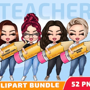 Lehrer-Clipart-Bundle - Back to School Clipart, Bester Lehrer aller Zeiten PNG, Back To School Clipart, Bleistift PNG, Planer Girl, kommerzielle Nutzung.