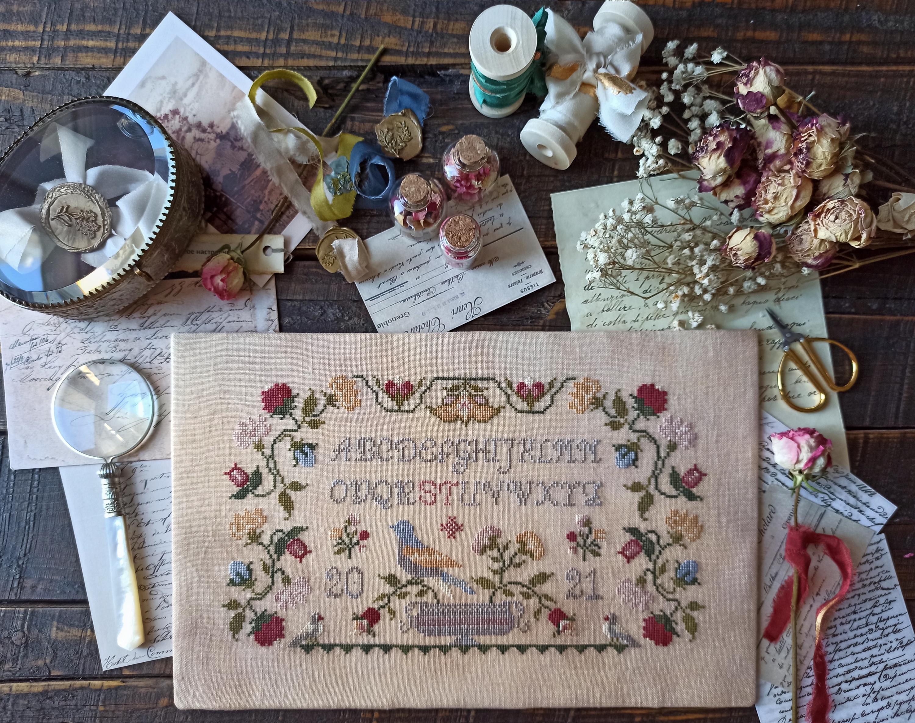 Springtime Blossom Sampler: Counted Primitive Cross Stitch Floral ...