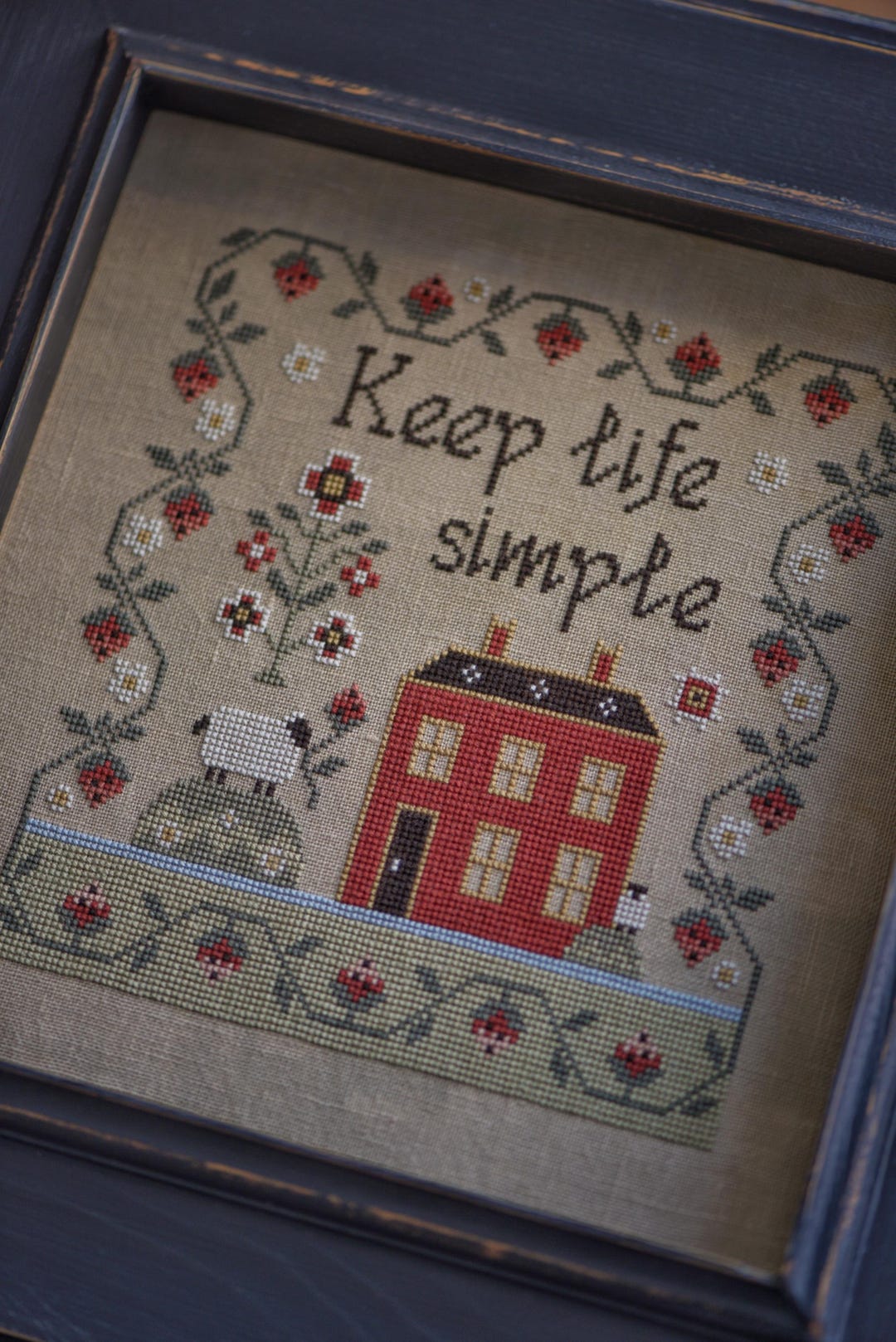 Strawberry Harvest Sampler: Primitive Counted Cross Stitch Pattern PDF ...