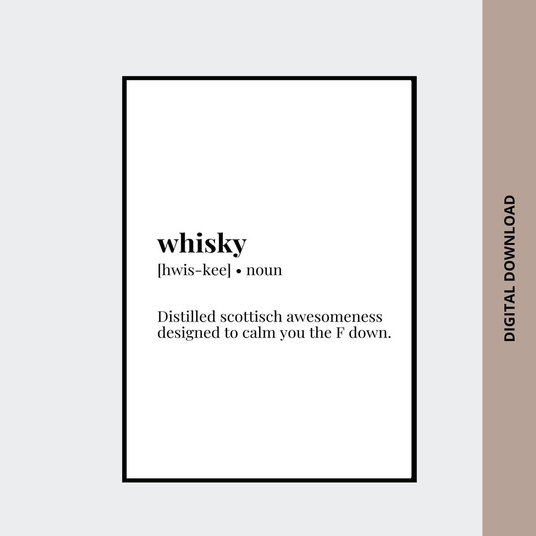 Whisky Definition Print Quotes Digital Art Modern Typography Etsy