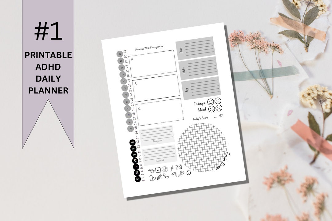 ADHD Planner for Adults and Teens, Printable ADHD Daily Planner ...
